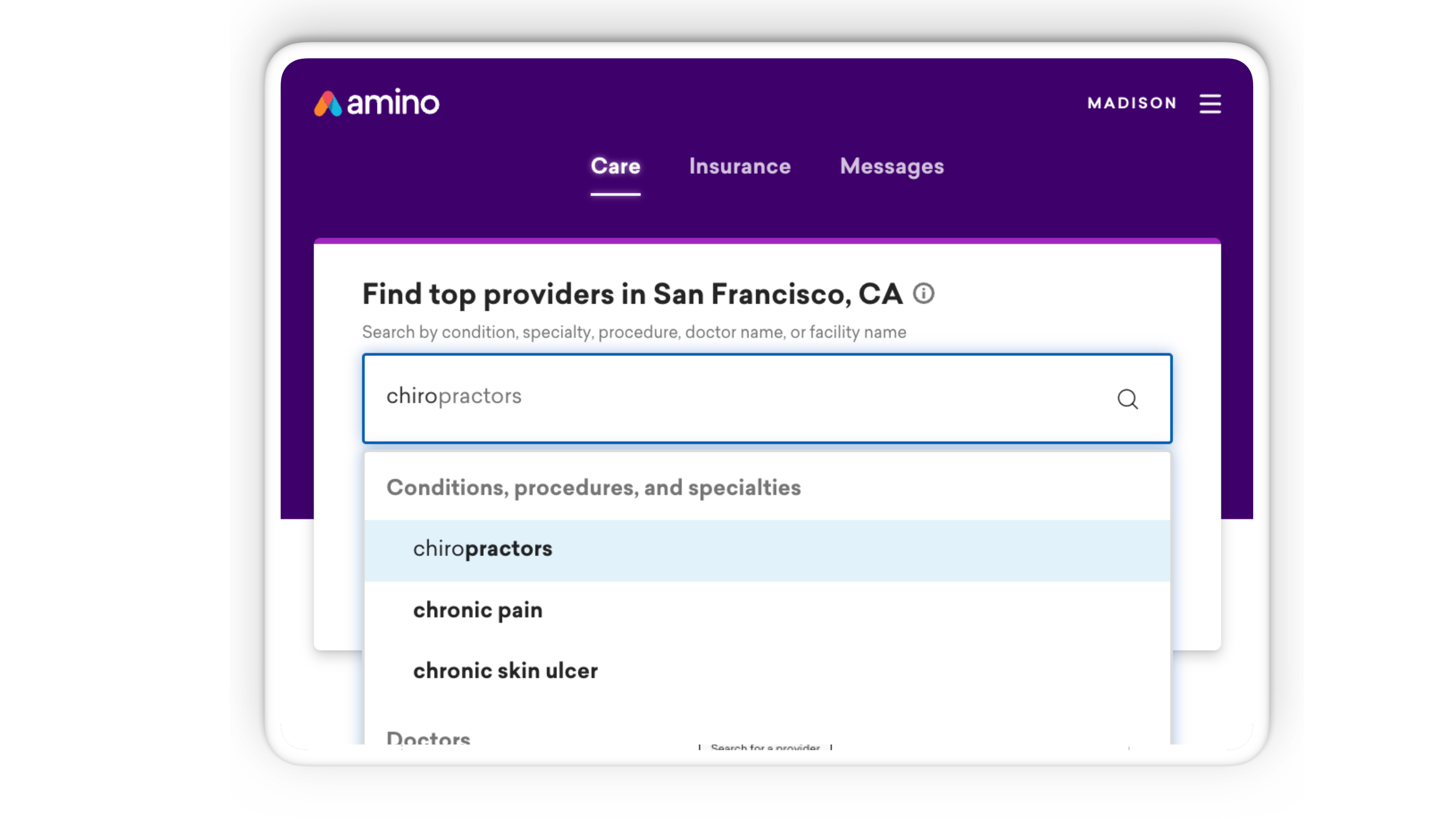 Search for ancillary service providers with Amino